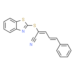 ChemSpider 2D Image | (2E,4E)-2-(1,3-Benzothiazol-2-ylsulfanyl)-5-phenyl-2,4-pentadienenitrile | C18H12N2S2