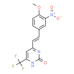 ChemSpider 2D Image | 4-[(E)-2-(4-Methoxy-3-nitrophenyl)vinyl]-6-(trifluoromethyl)-2(1H)-pyrimidinone | C14H10F3N3O4
