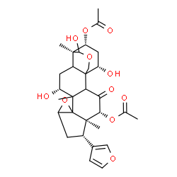 ChemSpider 2D Image | (4R,5R,6S,12R,15R,19S,21R)-6-(3-Furyl)-12,16,19-trihydroxy-5,11,15-trimethyl-3-oxo-9,17-dioxahexacyclo[13.3.3.0~1,14~.0~2,11~.0~5,10~.0~8,10~]henicosane-4,21-diyl diacetate | C30H38O11