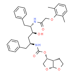 ChemSpider 2D Image | (3R,3aS,6aR)-Hexahydrofuro[2,3-b]furan-3-yl [(2S,4S,5S)-5-{[(2,6-dimethylphenoxy)acetyl]amino}-4-hydroxy-1,6-diphenyl-2-hexanyl]carbamate | C35H42N2O7