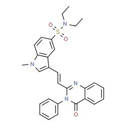 ChemSpider 2D Image | N,N-Diethyl-1-methyl-3-[(E)-2-(4-oxo-3-phenyl-3,4-dihydro-2-quinazolinyl)vinyl]-1H-indole-5-sulfonamide | C29H28N4O3S