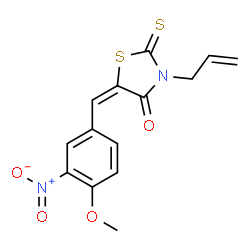 ChemSpider 2D Image | 3-Allyl-5-(4-methoxy-3-nitro-benzylidene)-2-thioxo-thiazolidin-4-one | C14H12N2O4S2