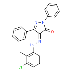 ChemSpider 2D Image | 1,3-diphenyl-1H-pyrazole-4,5-dione 4-[(3-chloro-2-methylphenyl)hydrazone] | C22H17ClN4O