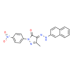 ChemSpider 2D Image | (4E)-5-Methyl-4-(2-naphthylhydrazono)-2-(4-nitrophenyl)-2,4-dihydro-3H-pyrazol-3-one | C20H15N5O3