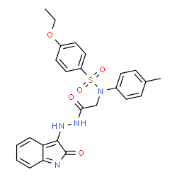 ChemSpider 2D Image | 4-Ethoxy-N-(4-methylphenyl)-N-{2-oxo-2-[2-(2-oxo-2H-indol-3-yl)hydrazino]ethyl}benzenesulfonamide | C25H24N4O5S