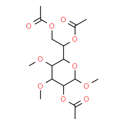 ChemSpider 2D Image | Methyl 2,6,7-tri-O-acetyl-3,4-di-O-methylheptopyranoside | C16H26O10