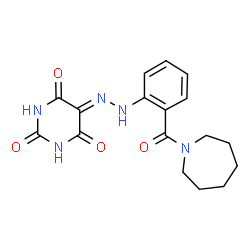 ChemSpider 2D Image | 5-{[2-(1-Azepanylcarbonyl)phenyl]hydrazono}-2,4,6(1H,3H,5H)-pyrimidinetrione | C17H19N5O4