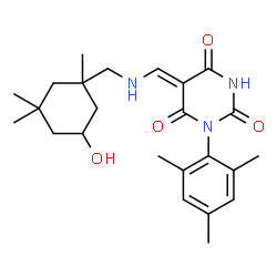 ChemSpider 2D Image | (5Z)-5-({[(5-Hydroxy-1,3,3-trimethylcyclohexyl)methyl]amino}methylene)-1-mesityl-2,4,6(1H,3H,5H)-pyrimidinetrione | C24H33N3O4