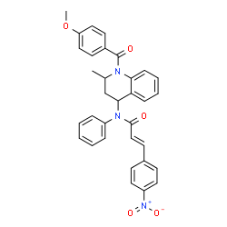 ChemSpider 2D Image | (2E)-N-[1-(4-Methoxybenzoyl)-2-methyl-1,2,3,4-tetrahydro-4-quinolinyl]-3-(4-nitrophenyl)-N-phenylacrylamide | C33H29N3O5