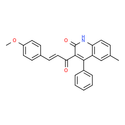 ChemSpider 2D Image | 3-[(2E)-3-(4-Methoxyphenyl)-2-propenoyl]-6-methyl-4-phenyl-2(1H)-quinolinone | C26H21NO3