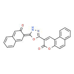 ChemSpider 2D Image | 2-[(5E)-5-(3-Oxo-2(3H)-naphthalenylidene)-4,5-dihydro-1,3,4-oxadiazol-2-yl]-3H-benzo[f]chromen-3-one | C25H14N2O4