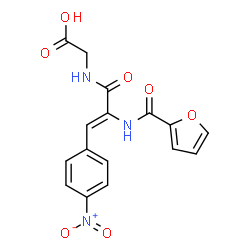 ChemSpider 2D Image | N-[(2Z)-2-(2-Furoylamino)-3-(4-nitrophenyl)-2-propenoyl]glycine | C16H13N3O7