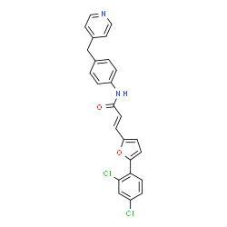 ChemSpider 2D Image | (2E)-3-[5-(2,4-Dichlorophenyl)-2-furyl]-N-[4-(4-pyridinylmethyl)phenyl]acrylamide | C25H18Cl2N2O2