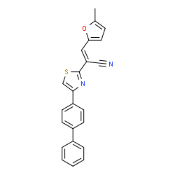 ChemSpider 2D Image | 2-(4-Biphenyl-4-yl-thiazol-2-yl)-3-(5-methyl-furan-2-yl)-acrylonitrile | C23H16N2OS