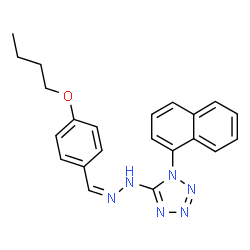 ChemSpider 2D Image | 5-[(2Z)-2-(4-Butoxybenzylidene)hydrazino]-1-(1-naphthyl)-1H-tetrazole | C22H22N6O