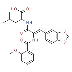 ChemSpider 2D Image | N-{(2Z)-3-(1,3-Benzodioxol-5-yl)-2-[(2-methoxybenzoyl)amino]-2-propenoyl}leucine | C24H26N2O7