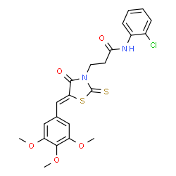 ChemSpider 2D Image | N-(2-Chlorophenyl)-3-[(5Z)-4-oxo-2-thioxo-5-(3,4,5-trimethoxybenzylidene)-1,3-thiazolidin-3-yl]propanamide | C22H21ClN2O5S2