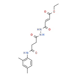 ChemSpider 2D Image | Ethyl (2E)-4-(2-{4-[(2,4-dimethylphenyl)amino]-4-oxobutanoyl}hydrazino)-4-oxo-2-butenoate | C18H23N3O5