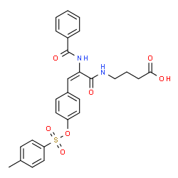 ChemSpider 2D Image | 4-{[(2E)-2-(Benzoylamino)-3-(4-{[(4-methylphenyl)sulfonyl]oxy}phenyl)-2-propenoyl]amino}butanoic acid | C27H26N2O7S