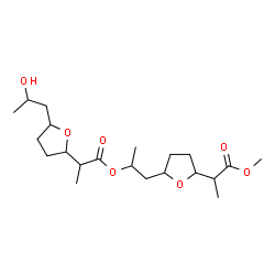 ChemSpider 2D Image | 1-[5-(1-Methoxy-1-oxo-2-propanyl)tetrahydro-2-furanyl]-2-propanyl 2-[5-(2-hydroxypropyl)tetrahydro-2-furanyl]propanoate | C21H36O7