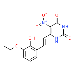 ChemSpider 2D Image | 6-[(E)-2-(3-Ethoxy-2-hydroxyphenyl)vinyl]-5-nitro-2,4(1H,3H)-pyrimidinedione | C14H13N3O6
