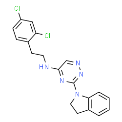 ChemSpider 2D Image | N-[2-(2,4-Dichlorophenyl)ethyl]-3-(2,3-dihydro-1H-indol-1-yl)-1,2,4-triazin-5-amine | C19H17Cl2N5