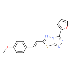 ChemSpider 2D Image | 3-(2-Furyl)-6-[(E)-2-(4-methoxyphenyl)vinyl][1,2,4]triazolo[3,4-b][1,3,4]thiadiazole | C16H12N4O2S