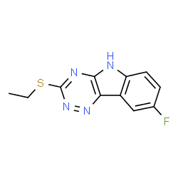 ChemSpider 2D Image | 3-(Ethylsulfanyl)-8-fluoro-5H-[1,2,4]triazino[5,6-b]indole | C11H9FN4S