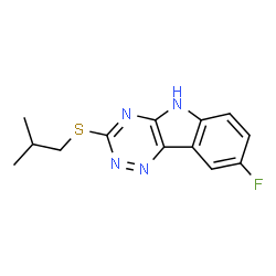 ChemSpider 2D Image | 8-Fluoro-3-(isobutylsulfanyl)-5H-[1,2,4]triazino[5,6-b]indole | C13H13FN4S