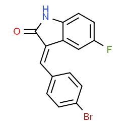 ChemSpider 2D Image | (3E)-3-(4-Bromobenzylidene)-5-fluoro-1,3-dihydro-2H-indol-2-one | C15H9BrFNO