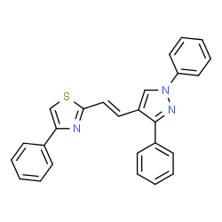 ChemSpider 2D Image | 2-[(E)-2-(1,3-Diphenyl-1H-pyrazol-4-yl)vinyl]-4-phenyl-1,3-thiazole | C26H19N3S