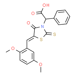 ChemSpider 2D Image | [(5Z)-5-(2,5-Dimethoxybenzylidene)-4-oxo-2-thioxo-1,3-thiazolidin-3-yl](phenyl)acetic acid | C20H17NO5S2