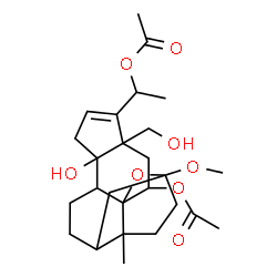 ChemSpider 2D Image | 14,18-Dihydroxy-3-methoxy-3,9-epoxypregn-16-ene-11,20-diyl diacetate | C26H38O8