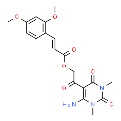 ChemSpider 2D Image | 3-(2,4-dimethoxyphenyl)-2-propenoic acid [2-(4-amino-1,3-dimethyl-2,6-dioxo-5-pyrimidinyl)-2-oxoethyl] ester | C19H21N3O7