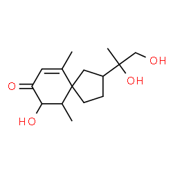 ChemSpider 2D Image | 2-(1,2-Dihydroxy-2-propanyl)-9-hydroxy-6,10-dimethylspiro[4.5]dec-6-en-8-one | C15H24O4