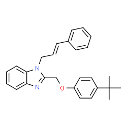 ChemSpider 2D Image | 2-{[4-(2-Methyl-2-propanyl)phenoxy]methyl}-1-[(2E)-3-phenyl-2-propen-1-yl]-1H-benzimidazole | C27H28N2O