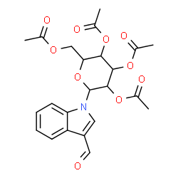 ChemSpider 2D Image | 1-(2,3,4,6-Tetra-O-acetylhexopyranosyl)-1H-indole-3-carbaldehyde | C23H25NO10