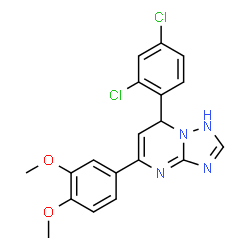 ChemSpider 2D Image | 7-(2,4-Dichlorophenyl)-5-(3,4-dimethoxyphenyl)-1,7-dihydro[1,2,4]triazolo[1,5-a]pyrimidine | C19H16Cl2N4O2