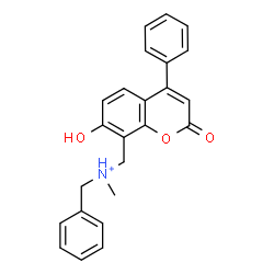 ChemSpider 2D Image | N-Benzyl(7-hydroxy-2-oxo-4-phenyl-2H-chromen-8-yl)-N-methylmethanaminium | C24H22NO3