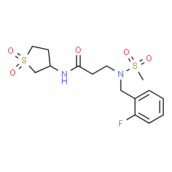 ChemSpider 2D Image | N-(1,1-Dioxidotetrahydro-3-thiophenyl)-N~3~-(2-fluorobenzyl)-N~3~-(methylsulfonyl)-beta-alaninamide | C15H21FN2O5S2