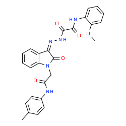 ChemSpider 2D Image | N-(2-Methoxyphenyl)-2-[(2Z)-2-(1-{2-[(4-methylphenyl)amino]-2-oxoethyl}-2-oxo-1,2-dihydro-3H-indol-3-ylidene)hydrazino]-2-oxoacetamide | C26H23N5O5