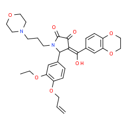 ChemSpider 2D Image | (4E)-5-[4-(Allyloxy)-3-ethoxyphenyl]-4-[2,3-dihydro-1,4-benzodioxin-6-yl(hydroxy)methylene]-1-[3-(4-morpholinyl)propyl]-2,3-pyrrolidinedione | C31H36N2O8
