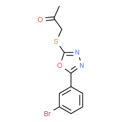 ChemSpider 2D Image | 1-([5-(3-Bromophenyl)-1,3,4-oxadiazol-2-yl]sulfanyl)acetone | C11H9BrN2O2S