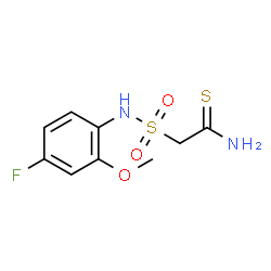 ChemSpider 2D Image | 2-[(4-Fluoro-2-methoxyphenyl)sulfamoyl]ethanethioamide | C9H11FN2O3S2