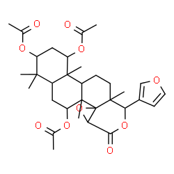 ChemSpider 2D Image | 10-(3-Furyl)-4,4,6a,10a,12b-pentamethyl-8-oxohexadecahydronaphtho[2,1-f]oxireno[d]isochromene-1,3,6-triyl triacetate | C32H42O10
