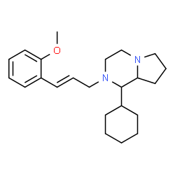 ChemSpider 2D Image | 1-Cyclohexyl-2-[(2E)-3-(2-methoxyphenyl)-2-propen-1-yl]octahydropyrrolo[1,2-a]pyrazine | C23H34N2O