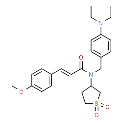 ChemSpider 2D Image | (2E)-N-[4-(Diethylamino)benzyl]-N-(1,1-dioxidotetrahydro-3-thiophenyl)-3-(4-methoxyphenyl)acrylamide | C25H32N2O4S