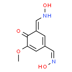 ChemSpider 2D Image | (6E)-6-[(Hydroxyamino)methylene]-4-[(Z)-(hydroxyimino)methyl]-2-methoxy-2,4-cyclohexadien-1-one | C9H10N2O4