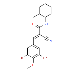 ChemSpider 2D Image | (2E)-2-Cyano-3-(3,5-dibromo-4-methoxyphenyl)-N-(2-methylcyclohexyl)acrylamide | C18H20Br2N2O2