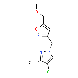 ChemSpider 2D Image | 3-[(4-Chloro-3-nitro-1H-pyrazol-1-yl)methyl]-5-(methoxymethyl)-1,2-oxazole | C9H9ClN4O4